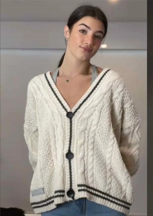 Maglioni larghi con stella ricamata vintage per donna Cardigan lavorato a maglia oversize monopetto a maniche lunghe Taylor Top a maniche lunghe 3