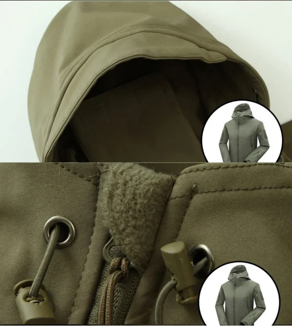 Uomo Autunno Inverno Softshell Giacche in pile Impermeabile Pesca all'aperto Escursionismo Caccia Termico Camping Cargo Cappotti Caldi M-5XL 6