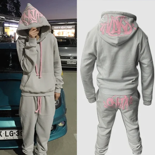 Sy-world Tute alla moda Top e pantaloni lunghi Cotone invernale Hip Hop Street Uomo Donna Felpa con cappuccio casual Pantaloni sportivi 6