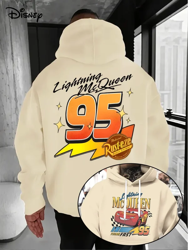 Felpa con cappuccio da uomo Disney Cars Lightning McQueen Autunno Inverno Casual Pullover unisex Felpa Tuta Abbigliamento Felpa con cappuccio oversize 3