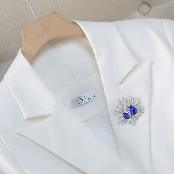 NAVIU Abiti da donna eleganti per il negozio di gioielli primaverili autunnali Pantaloni professionali con giacca da lavoro da donna per ufficio Nero Bianco 5