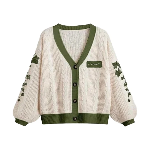 Evermore Cardigan Taylor Versione Green Vine ricamato con bottoni e bottoni maglione lavorato a maglia da donna autunno inverno abito vintage 1