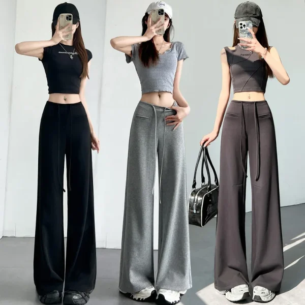 Pantaloni sportivi a gamba dritta casual larghi da ragazza piccante in stile americano da donna con design con tasca frontale e pantaloni a gamba larga pendenti 3