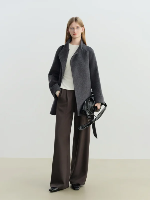 ZIQIAO 2025 Nuovo arrivo Chic Double Sided Cappotto in misto lana di cammello Elegante giacca corta con design ispirato al college Autunno Inverno 3