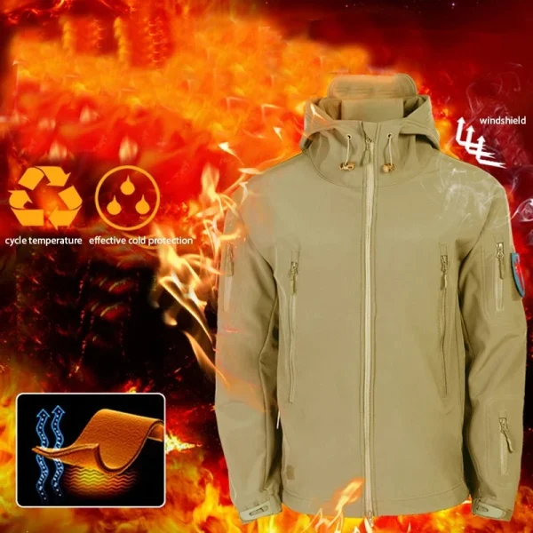 Uomo Autunno Inverno Softshell Giacche in pile Impermeabile Pesca all'aperto Escursionismo Caccia Termico Camping Cargo Cappotti Caldi M-5XL 3
