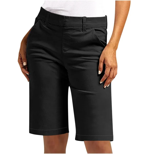 Pantaloncini dritti tinta unita moda casual da donna Pantaloni sportivi vestibilità a vita alta Pantaloni da pendolarismo quotidiano a casa 5