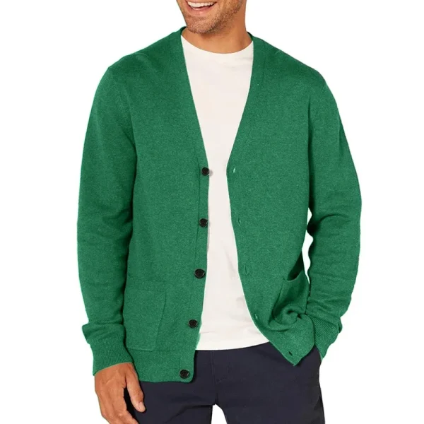 Cardigan a maniche lunghe da uomo della nuova primavera maglione di lana lavorato a maglia abbigliamento sportivo da uomo con scollo a V bottone giacca leggera oversize 5