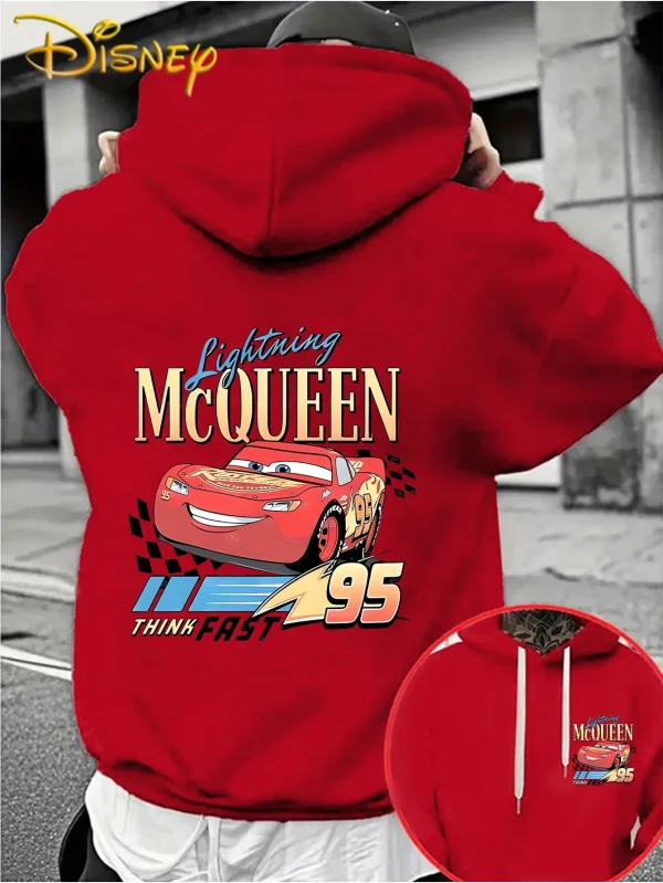 Felpa con cappuccio da uomo Disney Cars Lightning McQueen Autunno Inverno Casual Pullover unisex Felpa Tuta Abbigliamento Felpa con cappuccio oversize 2