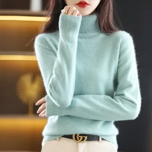 Nuovo abbigliamento donna per autunno/inverno 2024 100% visone peluche dolcevita Pullover maglione donna Cashmere maglione Dbr-018 1