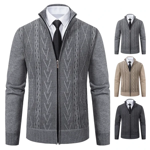 2025 Autunno e inverno nuova giacca maglione lavorato a maglia da uomo casual caldo in cashmere ispessito, maglieria casual calda ispessita 5
