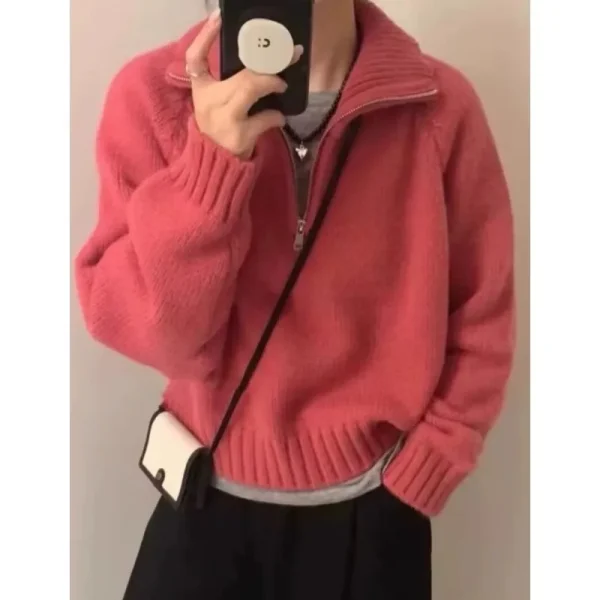 Maglione di fascia alta con mezza cerniera e collo alto in cashmere 100% per maglione lavorato a maglia autunnale e invernale 2