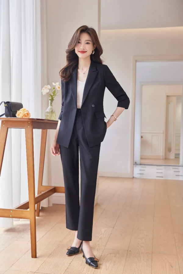 Tailleur pantalone professionale a maniche lunghe per donna, pantaloni alla moda, alta qualità, spettacolo, elegante, nuovo, autunno e inverno 4