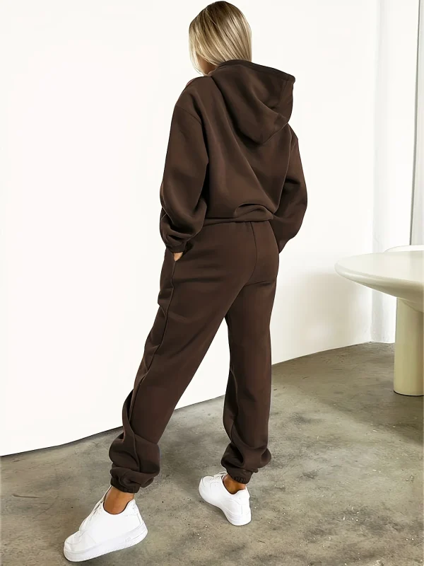 Felpe con cappuccio da donna + pantaloni della tuta Set Hip Hop Street Felpa con cappuccio stampata casual Oversize Allentato Nuove felpe Autunno Abbigliamento in pile caldo 5