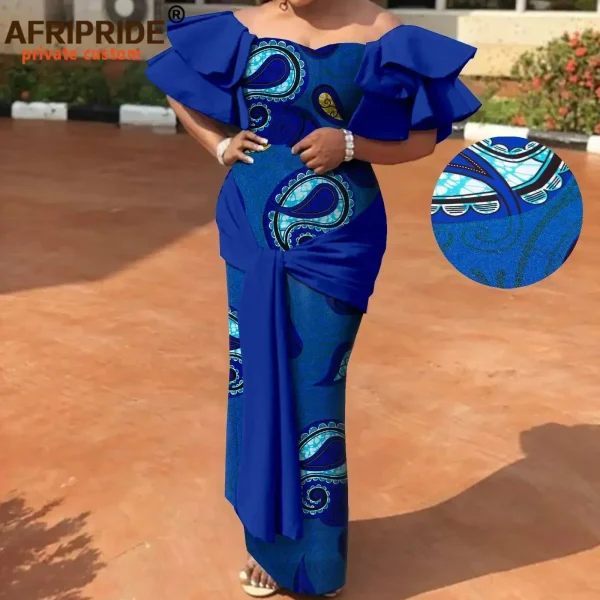 Abiti africani per le donne senza spalline con spalle scoperte a vita alta Maxi abito con stampa abbigliamento abiti Dashiki moda elegante A2225003 5