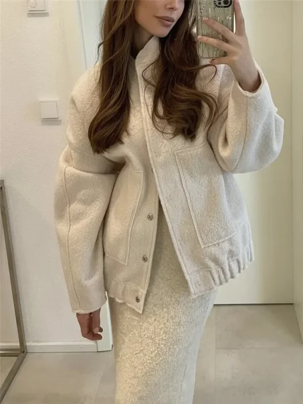 Giacca da baseball calda grigia allentata moda donna Giacca bomber oversize casual autunnale per ragazze Capispalla caldo spesso vintage 6