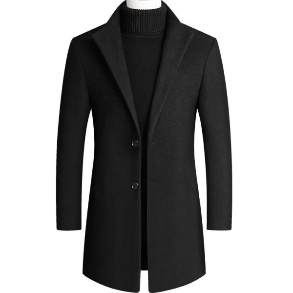Autunno Inverno Uomo Giacche di lana Giacca a vento lunga da uomo Trench Uomo Tinta unita Colletto rovesciato Giacche da lavoro Abbigliamento 2