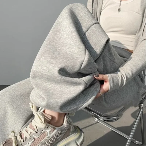 Pantaloni a vita alta alla moda classica da ragazza Pantaloni comodi a gamba dritta da donna Pantaloni coreani larghi casual quotidiani 4