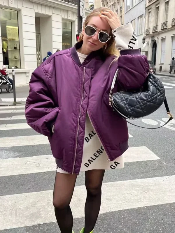 2025 Giacca bomber da donna Autunno Inverno Moda donna Cappotto ampio oversize Manica lunga Cerniera Streetwear Nuove giacche casual 3