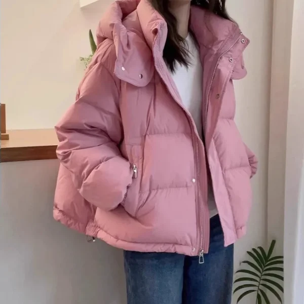 Piumino da donna Parka corto 2025 Autunno Inverno Nuova giacca coreana in cotone caldo Plus Size Capispalla Moda femminile Cappotto con cappuccio 2