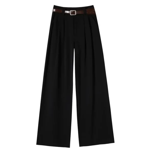 2025 Pantaloni a gamba larga da donna allentati della nuova primavera estate Pantaloni casual dritti eleganti femminili a vita alta rossi 6