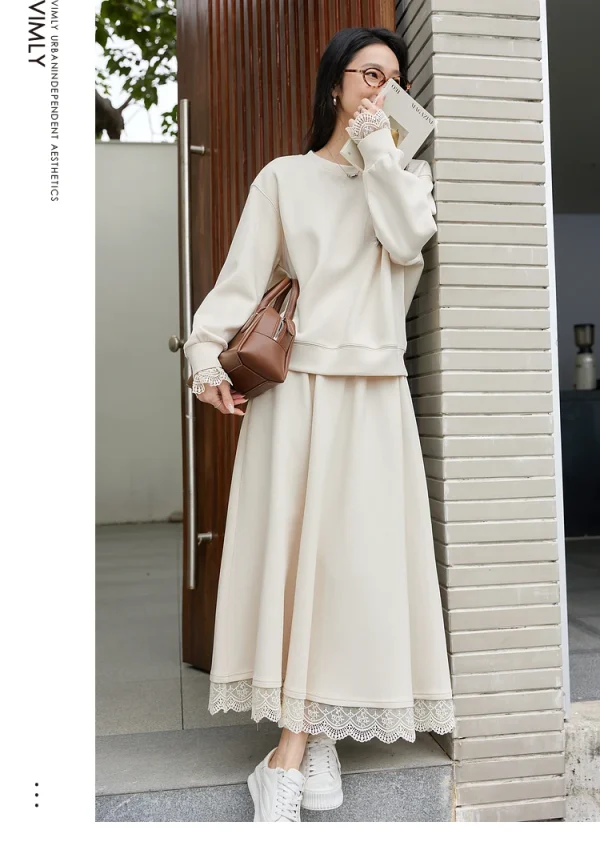 VIMLY Felpa da donna Gonna Set Due pezzi Donna Abiti 2025 Gonna casual Vestito Lady 2025 Primavera Autunno Abiti femminili A0698 5