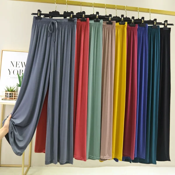 Primavera Estate Nuovo stile coreano Abbigliamento donna Pantaloni a zampa d'elefante Pantaloni modali a gamba dritta Dimagranti Pantaloni intimi da donna casual 3