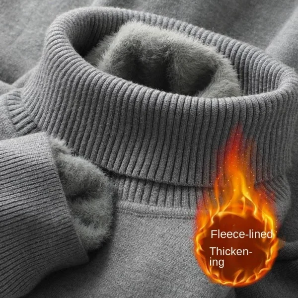 Maglione dolcevita da uomo autunno inverno lavorato a maglia velluto caldo pullover a maniche lunghe maglione base camicetta casual a prova di freddo per esterni 3