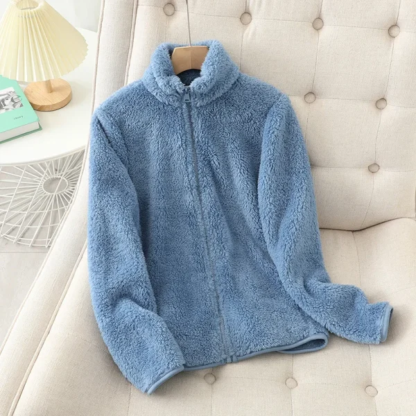 Cappotto in pile da donna Giacca invernale calda addensata Abbigliamento su due lati Cappotti in pile di corallo in velluto double face Giacche in pile polare 3