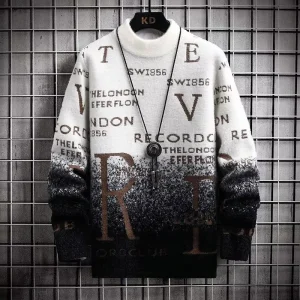 2024 maglione da uomo coreano autunno inverno moda uomo abbigliamento elementi inglesi maglione uomo casual pullover o-collo maglioni uomo 1