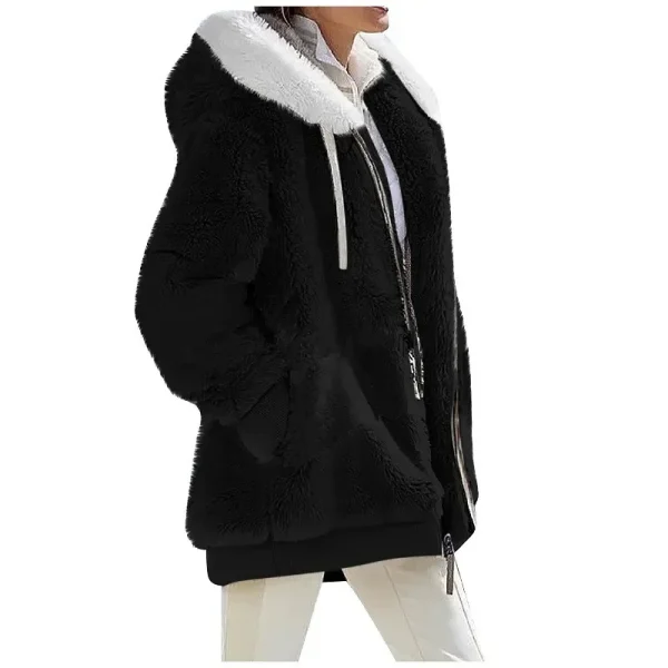 Cappotto da donna moda autunno inverno nuovo casual con cerniera con cappuccio vestiti da donna giacca in pile femminile in cashmere cappotti da donna tinta unita 2