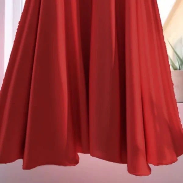 OCEANLOVE Gonne in raso Donna A-line Primavera Estate Solido stile francese Elegante Faldas Mujer Gonna lunga dolce a vita alta vintage 6