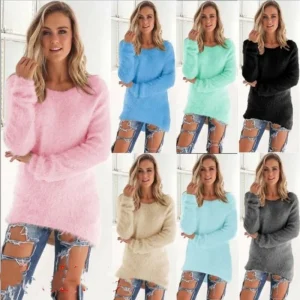 2025 Nuovo maglione caldo autunno allentato Moda donna O-Collo lavorato a maglia pullover a maniche lunghe Casual Office Lady Pendolarismo Abbigliamento solido 1