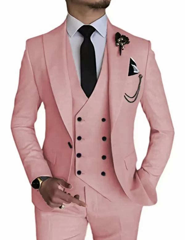 Abito da uomo di lusso con bottone singolo Abito da lavoro in 3 pezzi Smoking da sposo per matrimonio (giacca + gilet + pantaloni) Elegante di alta qualità 2024 4