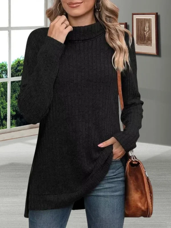 Maglioni da donna autunno caldo spesso resistente al freddo dolcevita lavorato a maglia allentato pullover da donna a righe morbide a maniche lunghe nuovi maglioni 4