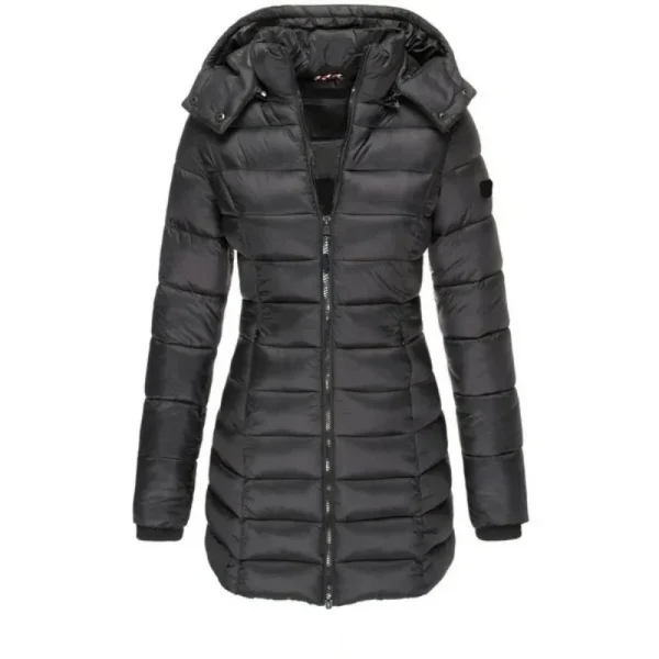 Inverno Addensare Caldo Parka da donna Cerniere in tinta unita Cappotti Manica lunga Imbottito Puff Giacca di media lunghezza Sottile Felpa con cappuccio femminile Parka 2