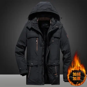 Parka invernale da uomo Piumini militari Parka antivento con cappuccio Collo in pelliccia maschile Parka in pile Giacca spessa casual moda uomo 1