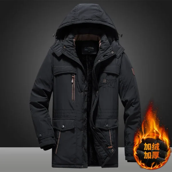 Parka invernale da uomo Piumini militari Parka antivento con cappuccio Collo in pelliccia maschile Parka in pile Giacca spessa casual moda uomo 1