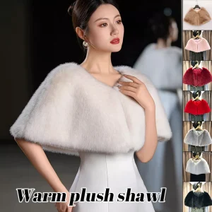 110 centimetri Nuovo Scialle Da Sposa Da Sposa Avvolge Mantello Donne Eleganti Scialle di Pelliccia Sintetica Formale Del Partito Abito Da Sera Inverno Caldo Cappotto di Peluche Mantello 1
