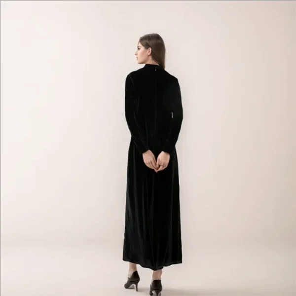 2024 nuove donne vestito a maniche lunghe autunno inverno moda tinta unita nodo a fascia vestiti eleganti da donna abiti lunghi Casual femminili 2
