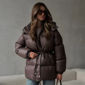 Cappotto in cotone caldo con cerniera originale con cappuccio Autunno e inverno Giacca casual da donna per festival musicali da ufficio, moda quotidiana all'aperto 1