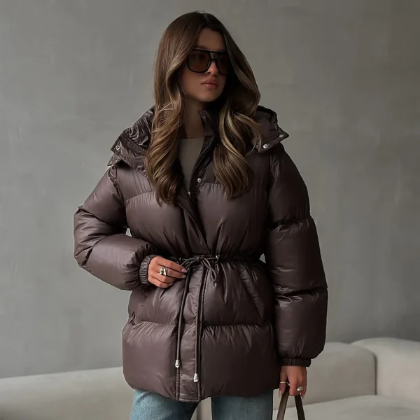 Cappotto in cotone caldo con cerniera originale con cappuccio Autunno e inverno Giacca casual da donna per festival musicali da ufficio, moda quotidiana all'aperto 1