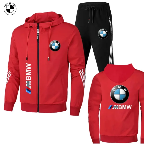2025 BMW Felpa con cappuccio da uomo Set 2 pezzi BMW Moto Giacca stampata da uomo Primavera Autunno Moda Felpa con cappuccio semplice Cappotto BMW Race Team 4