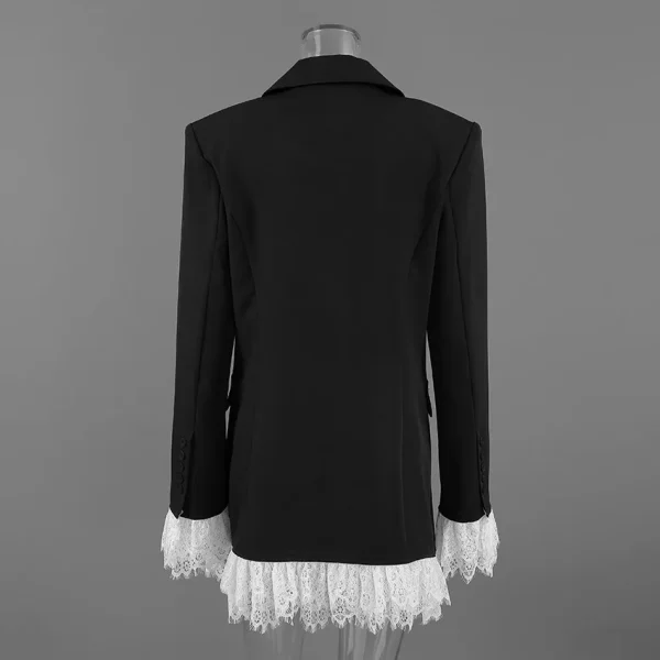 2025 Autunno Nuovo Patchwork di pizzo Blazer Cappotti Donna Elegante manica lunga Bottone singolo Capispalla neri Office Lady Suit Cappotti 6