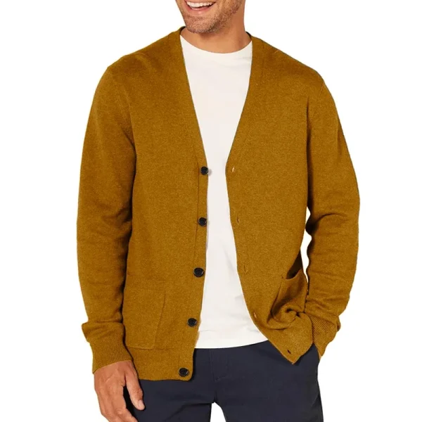 Cardigan a maniche lunghe da uomo della nuova primavera maglione di lana lavorato a maglia abbigliamento sportivo da uomo con scollo a V bottone giacca leggera oversize 4