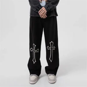 Pantaloni lunghi oversize larghi casual sportivi a tracolla American High Street Vibe per uomo e donna Pantaloni da coppia autunno inverno 1