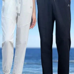 Pantaloni casual ad asciugatura rapida in seta di ghiaccio pantaloni sportivi in vita elastica con coulisse allentata 2024 autunno nuova moda femminile abbigliamento sportivo 1