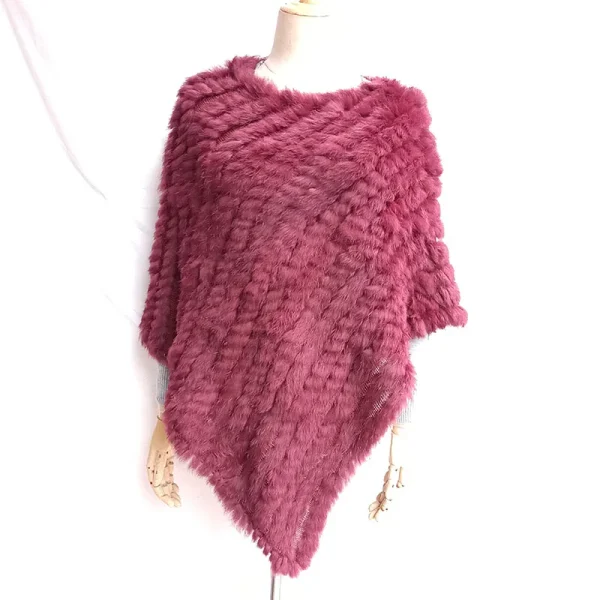 2024 donne di inverno lavorato a maglia vera pelliccia di coniglio poncho casual inverno femminile vera pelliccia mantello scialle vendita calda involucro di pelliccia naturale 2