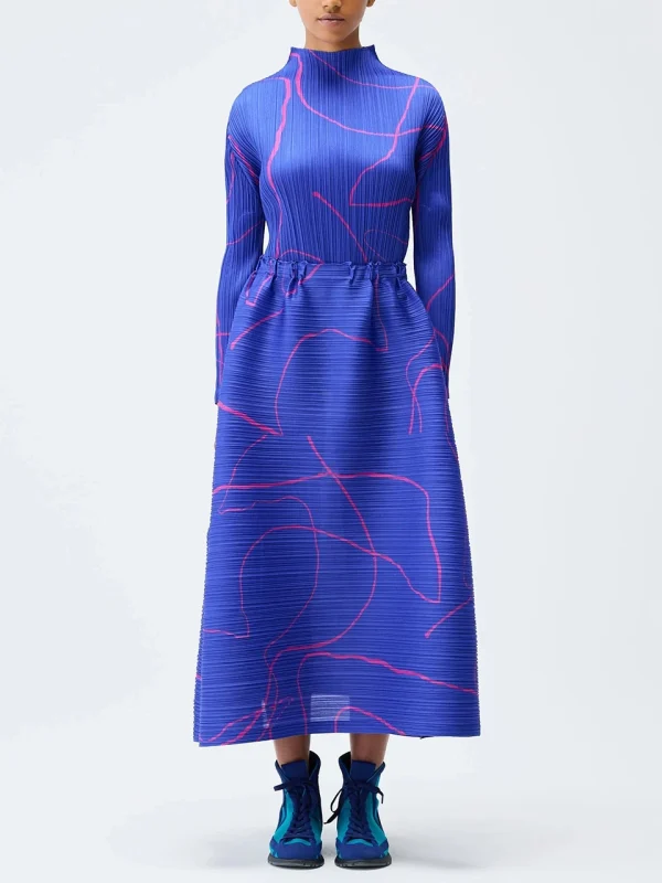 Gonne larghe in vita elastica con linea stampata a pieghe Miyaek 3