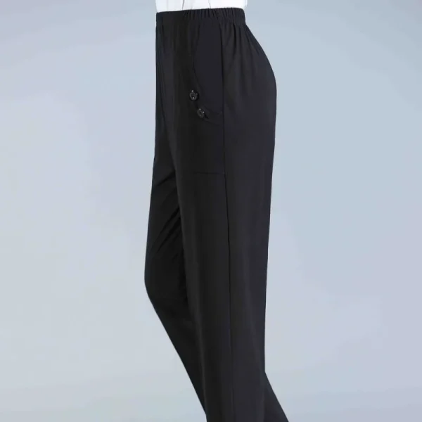 2023 autunno e inverno donna vita alta tasca bottone Patchwork pieghe allentate moda Casual elegante pendolare pantaloni gamba dritta 4