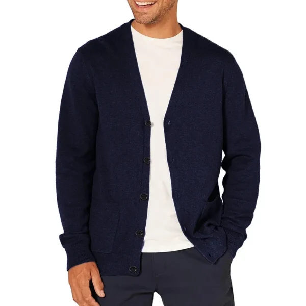 Cardigan a maniche lunghe da uomo della nuova primavera maglione di lana lavorato a maglia abbigliamento sportivo da uomo con scollo a V bottone giacca leggera oversize 2